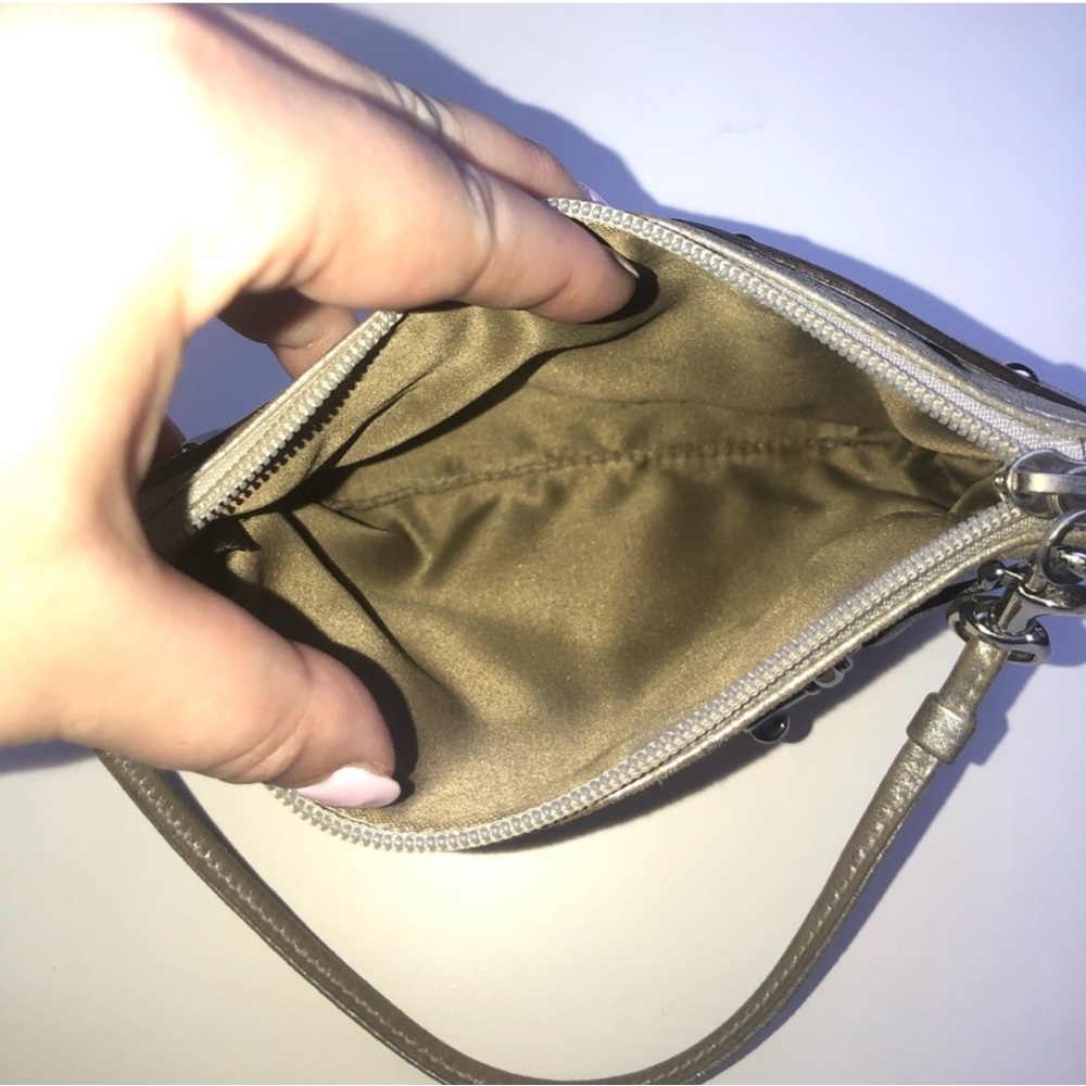 Coach Metallic Silver Wristlet Clutch - Picture 3 of 6